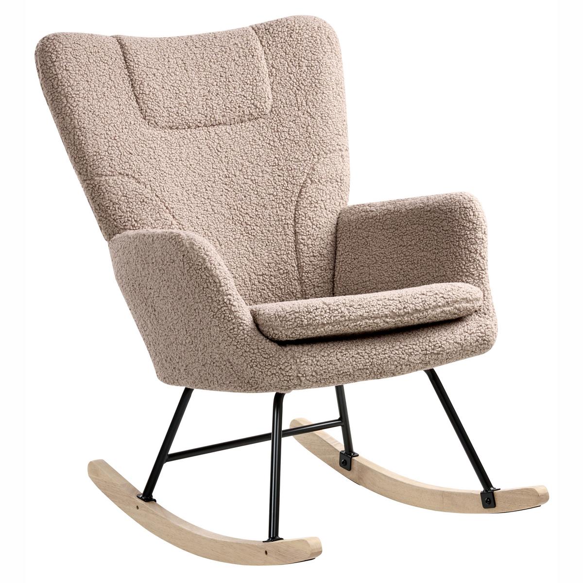 SCHAUKELSESSEL Bouclé Taupe Sandve - Hellbraun/Beige, Textil (72/98/87cm) - Beliani
