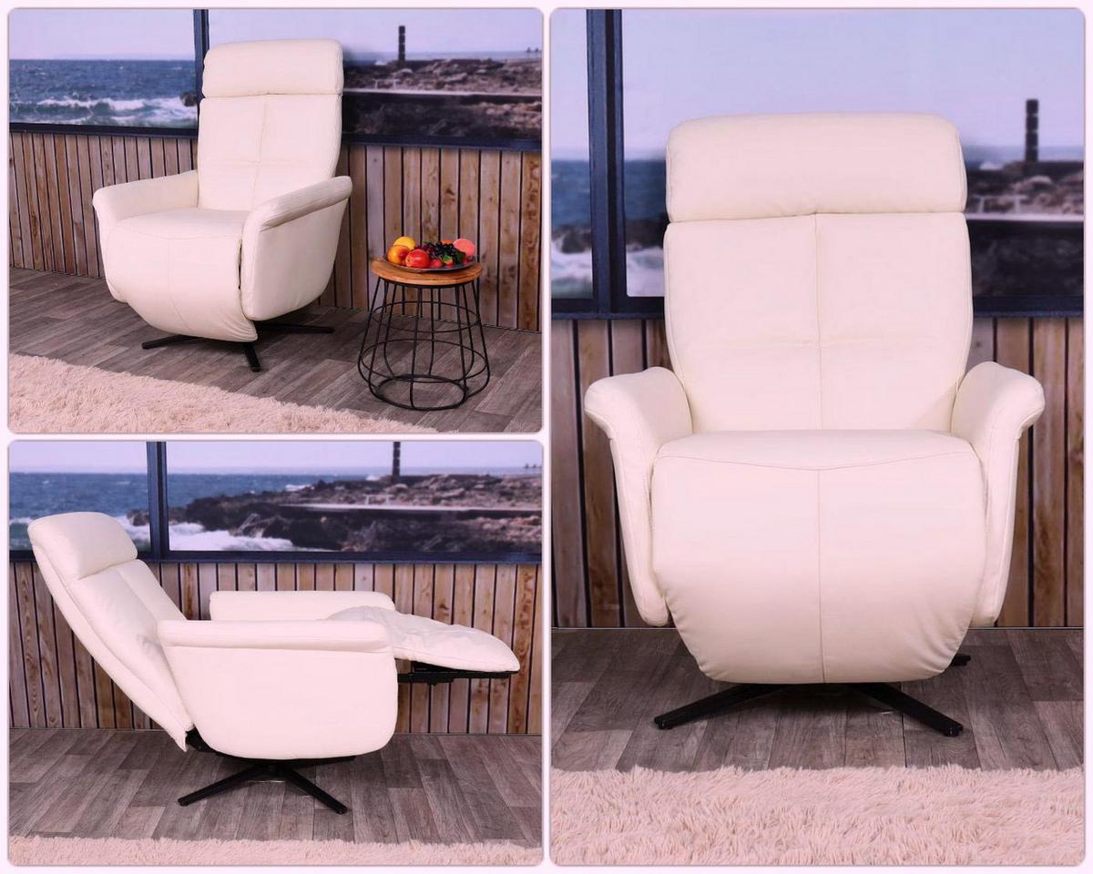 RELAXSESSEL Cremeweiß - Creme/Weiß, Leder (76/110/153cm) - MCW