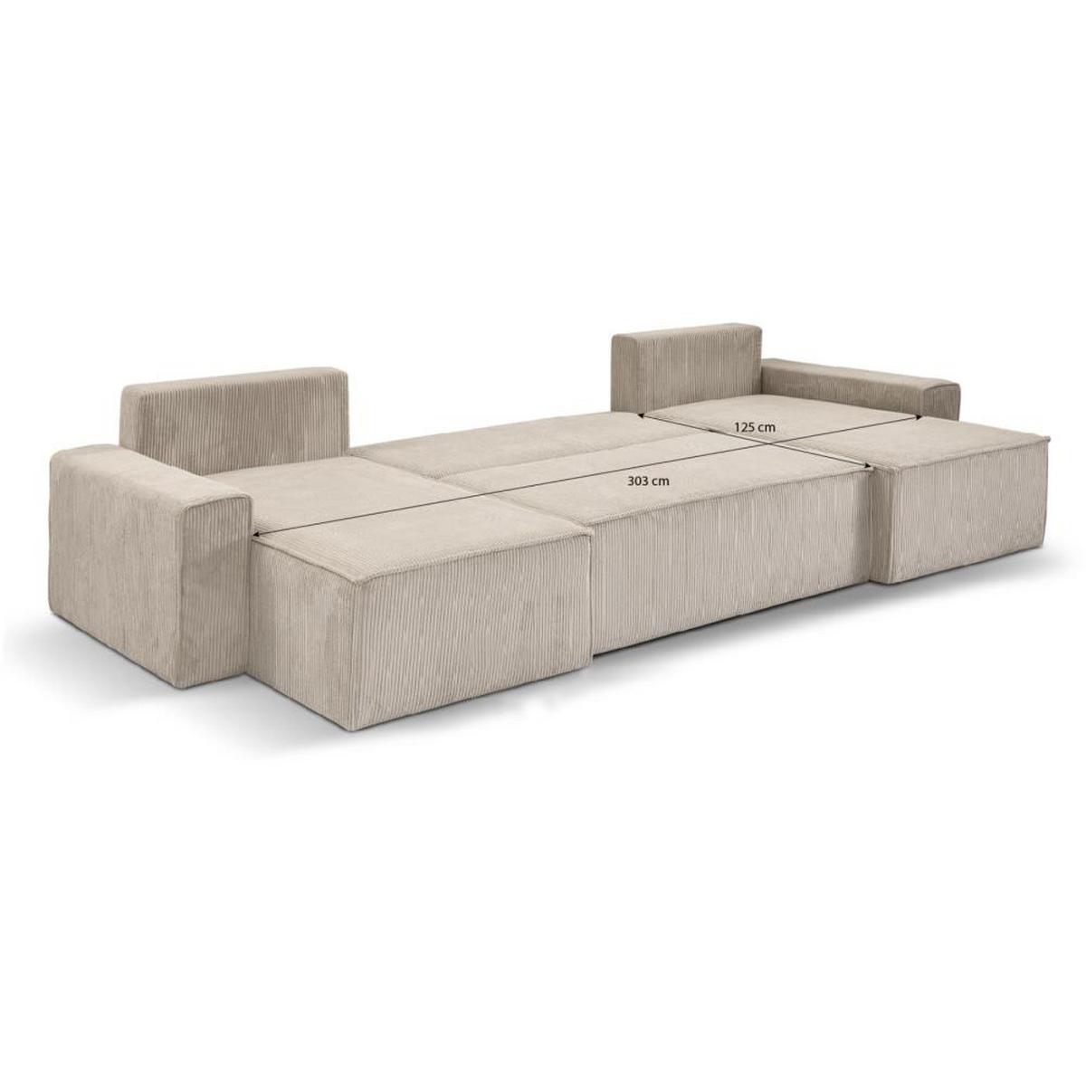WOHNLANDSCHAFT Hektor U mit Schlaffunktion, 377 cm, beige - Beige/Schwarz, Kunststoff/Textil (377/94/152cm) - Beautysofa