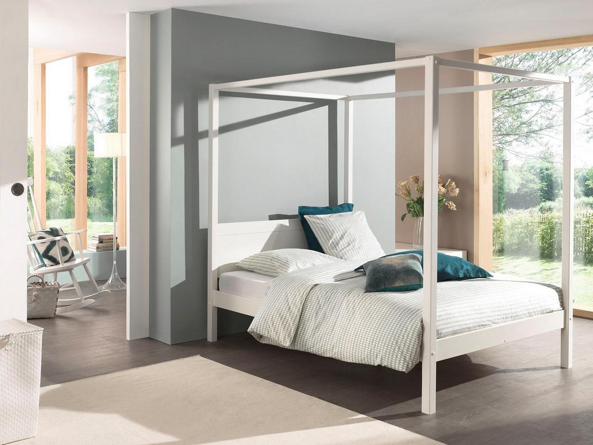 HIMMELBETT Kathleen 208x191x148 aus Massivholz in Weiß - Weiß, Holz (140/200cm) - 58aufmkessel
