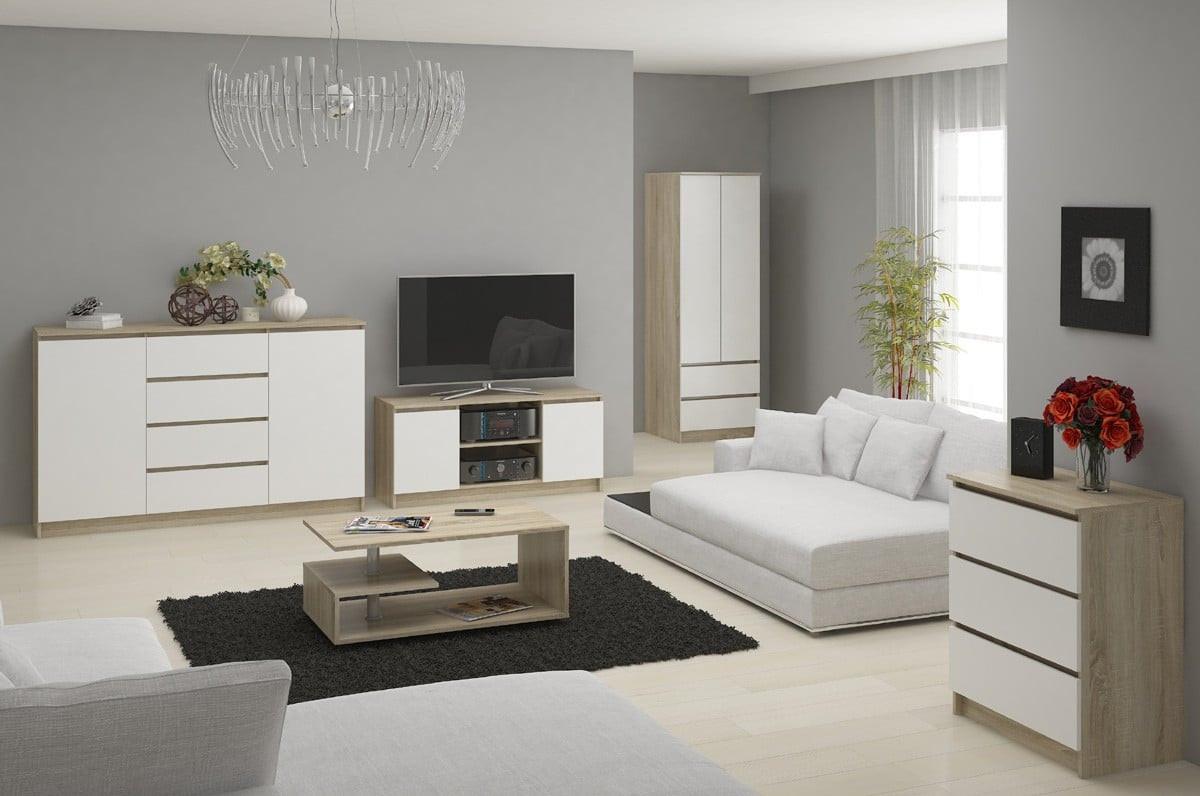 KOMMODE Eiche Sonoma, Weiß 77/120/40 - Weiß, Holzwerkstoff (120/77/40cm) - RAUMHIRSCH FURNITURE