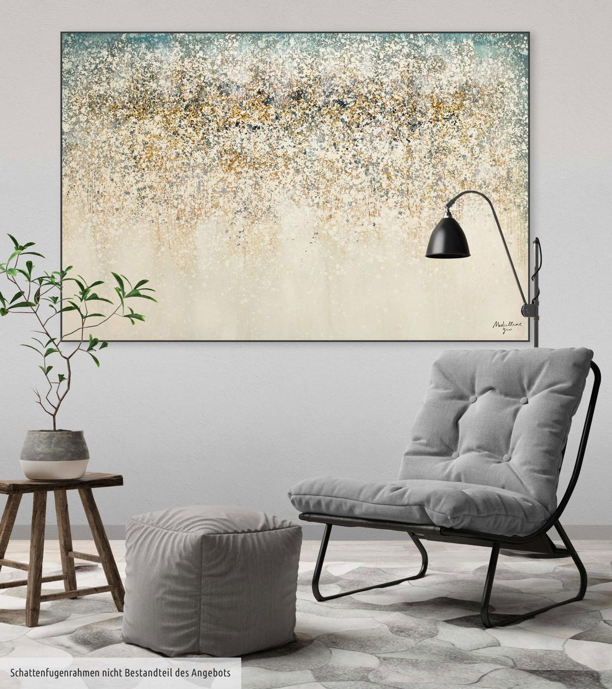ÖLGEMÄLDE 120/80 cm - Blau/Beige, Holz/Textil (120/80cm) - KUNSTLOFT