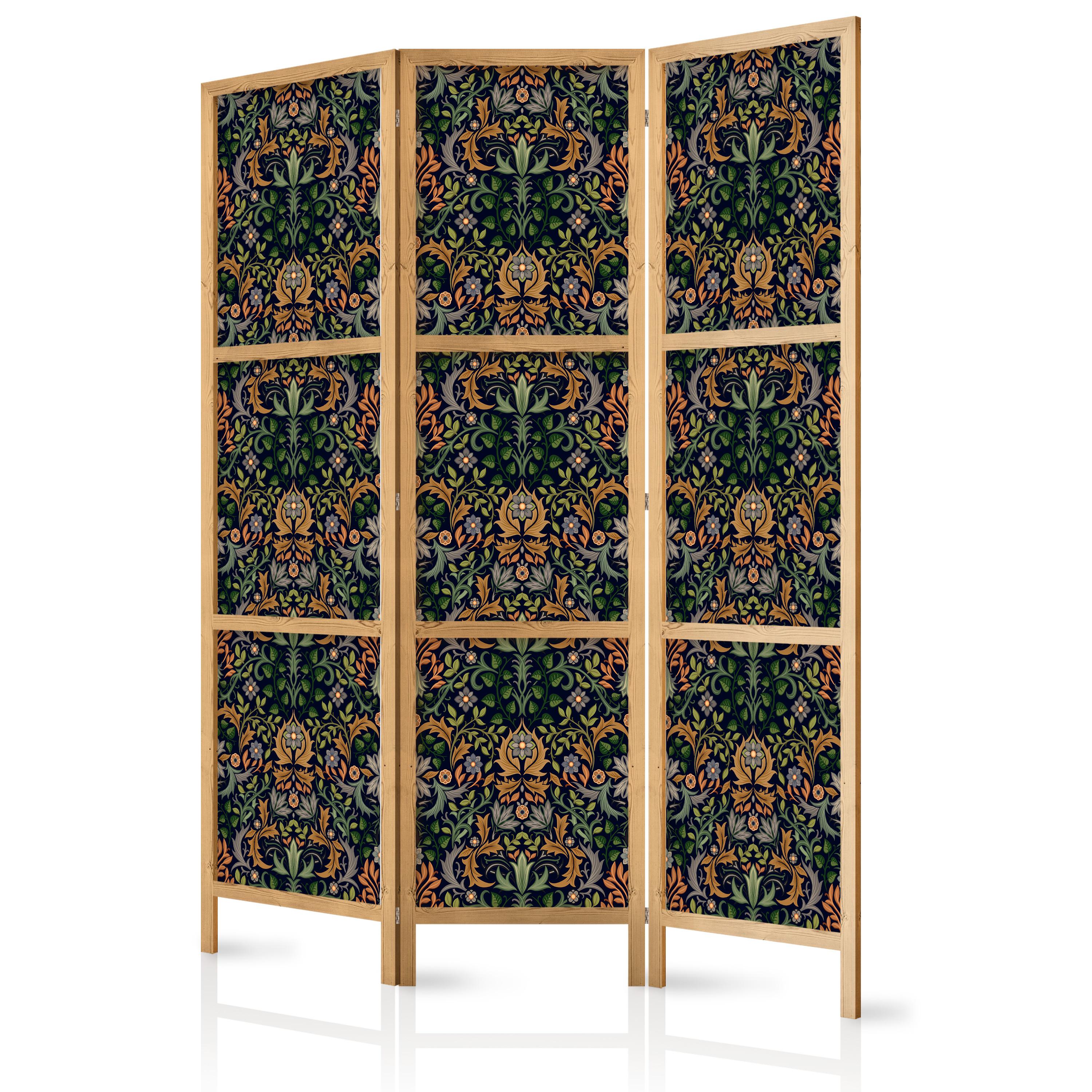 PARAVENT Japanischer 3-tlg 135x172 cm Bunte Ornamente - Multicolor, Holz/Textil (135/172/3cm) - Muralo