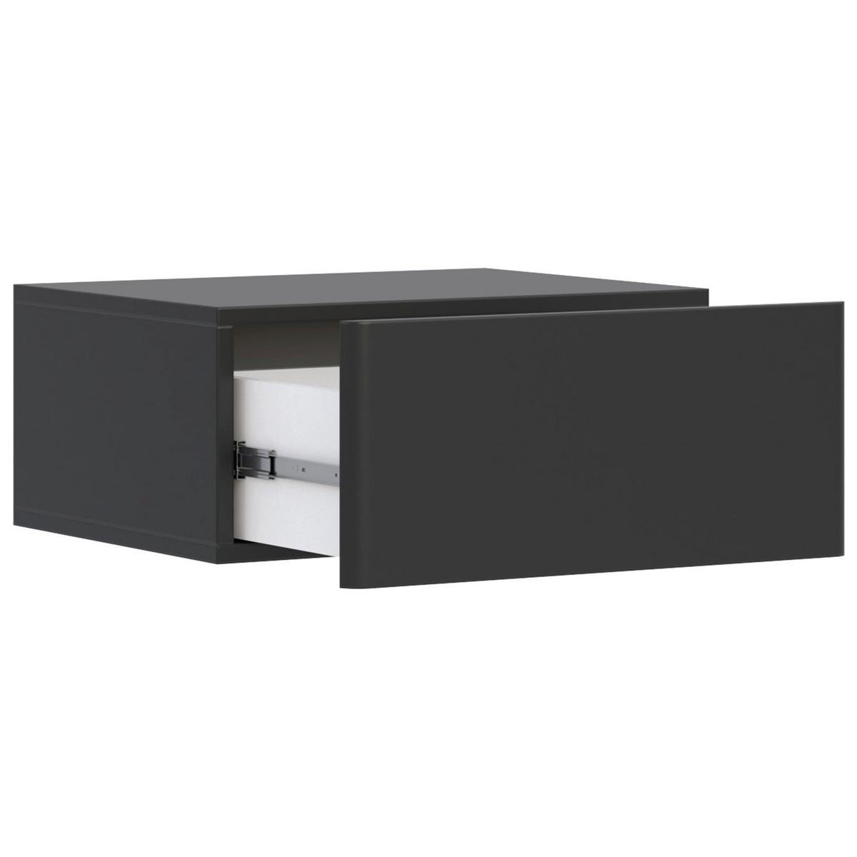 HÄNGENACHTTISCH Olio 1 Schublade Schwarz 50 cm - Schwarz, Holzwerkstoff (50/20/38.6cm) - Selsey