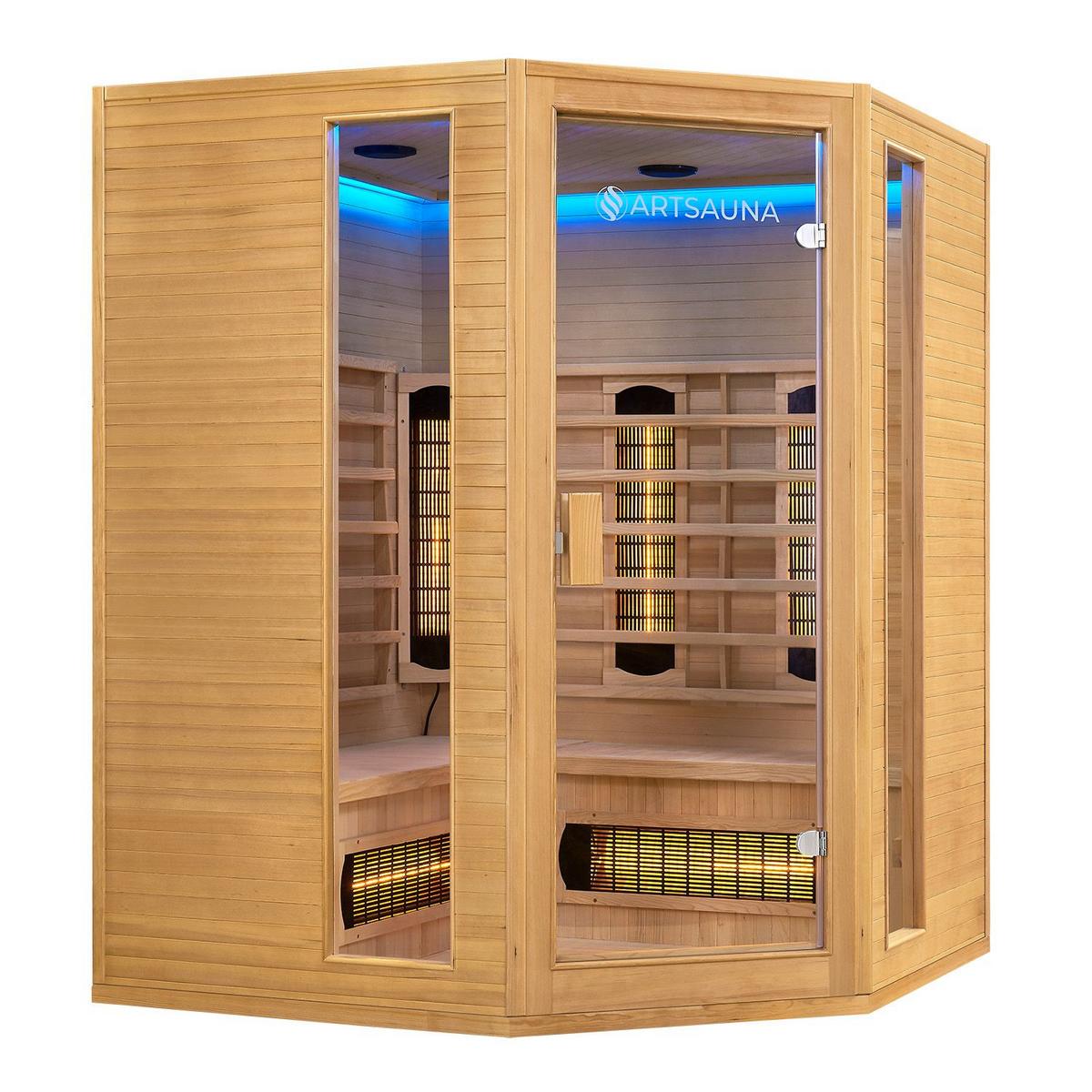 INFRAROTKABINE Nyborg E150V mit Vollspektrum-, Flächenstrahlern & Hemlockholz - Naturfarben, Holz (150/190/150cm) - Artsauna