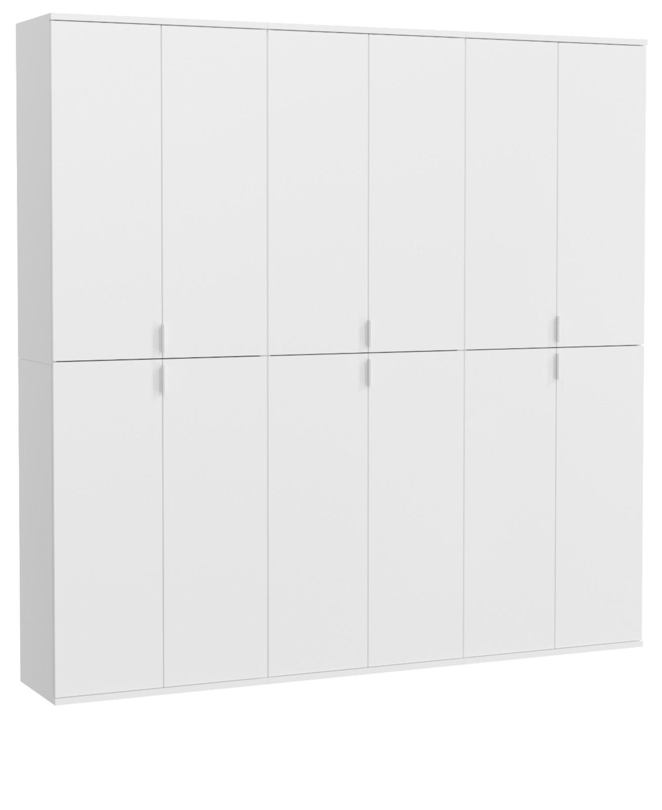 KLEIDERSCHRANK weiß Hochglanz 183 cm, Mehrzweckschrank mit 12 Türen - Chromfarben/Weiß Hochglanz, Holzwerkstoff/Metall (183/193/34cm) - Inn.Furn