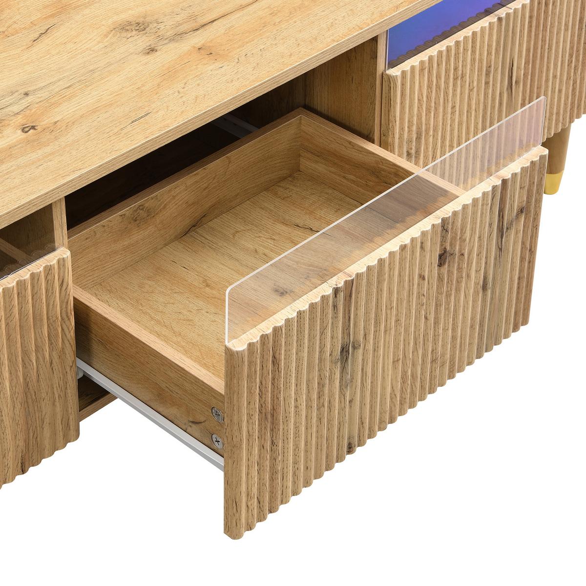 TV-LOWBOARD holzoptik & rillen-design – 4 schubladen & 178 cm länge - Naturfarben, Holzwerkstoff (178/45/35cm) - Urban Meuble