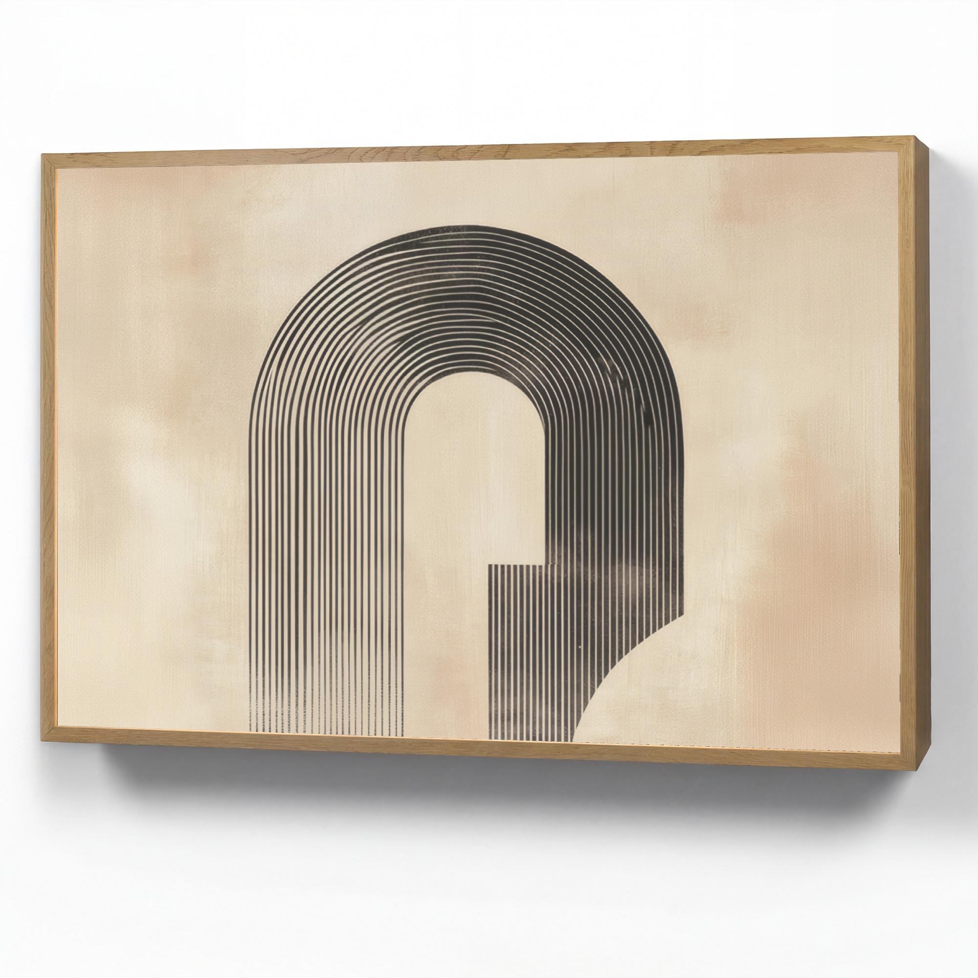 WANDLEUCHTE MIT AKKU Schleife - Streifen - Minimalistisch - Schwarz 90x60 cm - Beige, Holzwerkstoff (90/60/8cm) - OnlyWow