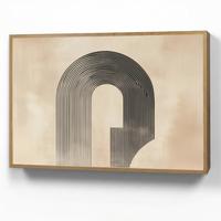 WANDLEUCHTE MIT AKKU Schleife - Streifen - Minimalistisch - Schwarz 100x70 cm - Beige, Holzwerkstoff (100/70/8cm) - OnlyWow