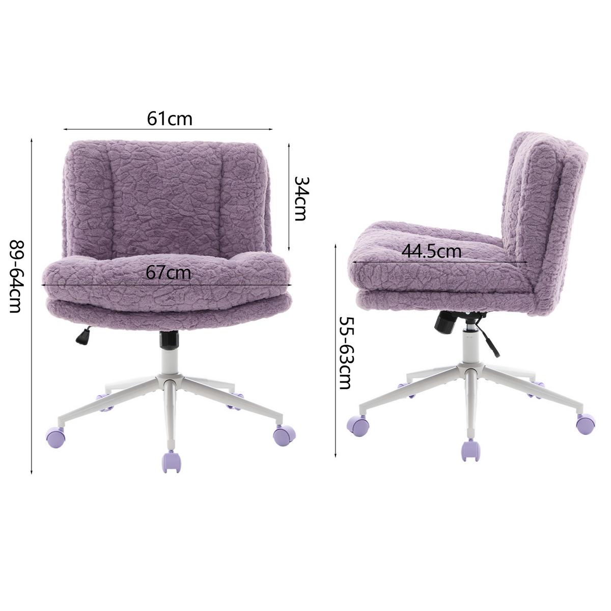 DREHSTUHL 63 cm Violett Kunstfell – Höhenverstellbarer Polsterstuhl mit 360° Drehfunktion Modern - Violett/Lila, Textil (63/86/67cm) - Urban Meuble