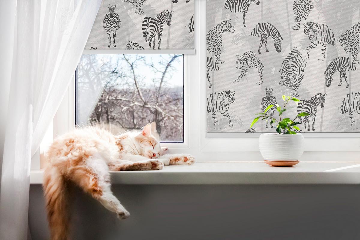INNENROLLO - Fensterrollo - Rollo - 90x180 cm - Graue Tiere - Grau, Kunststoff (90/180/0.5cm) - TULUP