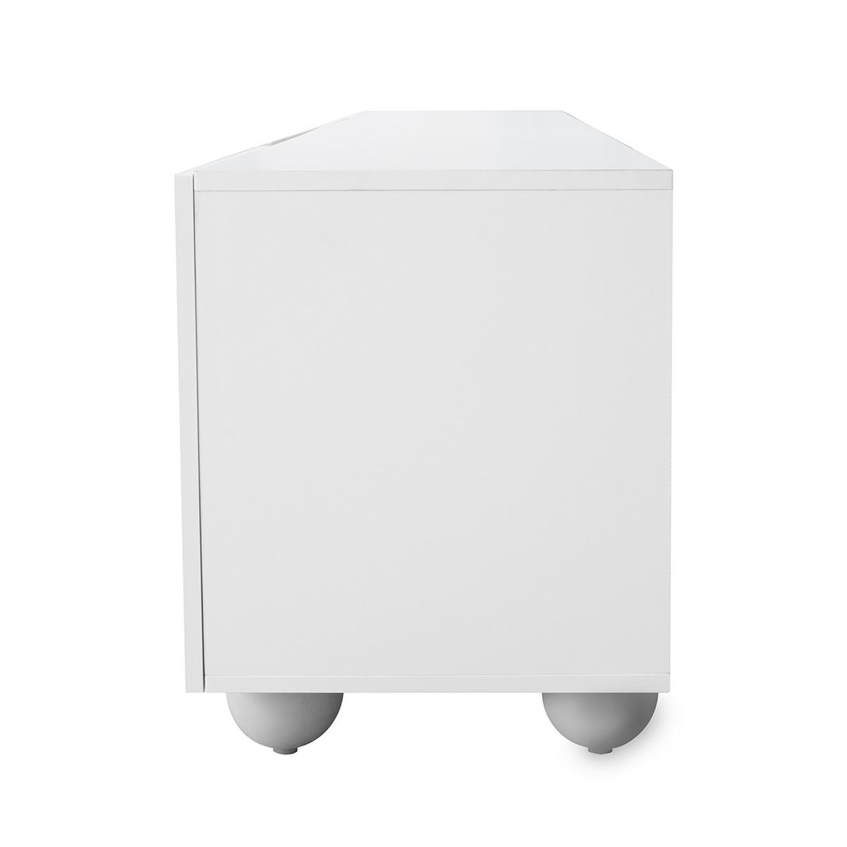 TV-LOWBOARD Weiß 180,5cm mit 3D-Rundrelief 4 Türen & Kugelfüßen - Weiß, Holzwerkstoff (180.5/50/38cm) - Urban Meuble