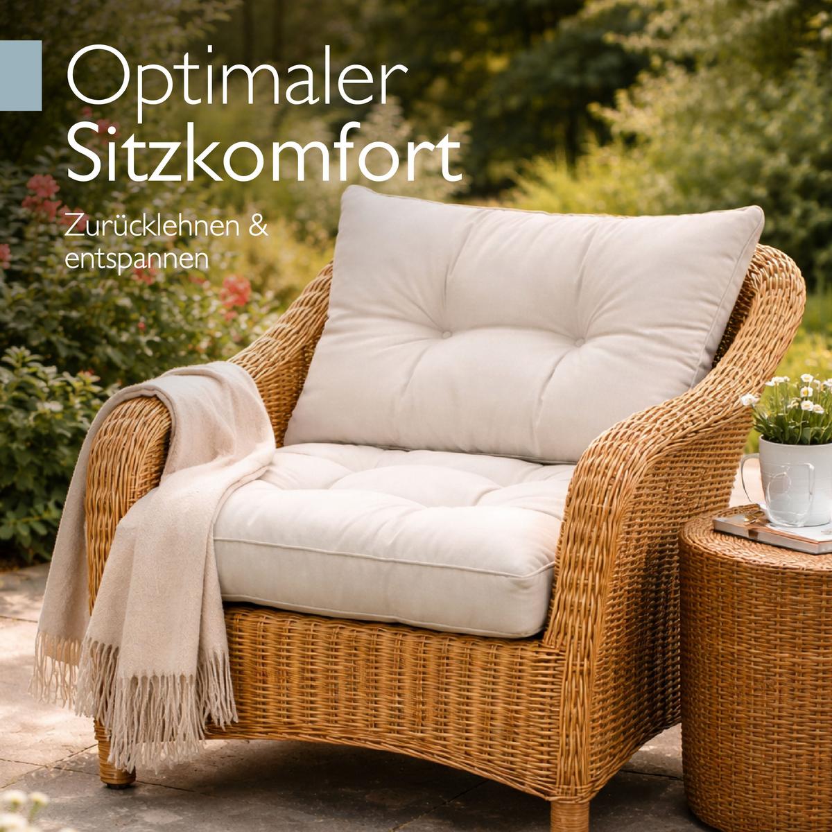LOUNGEKISSEN Xluna Sitz 70x70x10cm mit Rücken 70x40x12cm Natur (2tlg) - Naturfarben, Textil (70/70cm) - Beautissu 