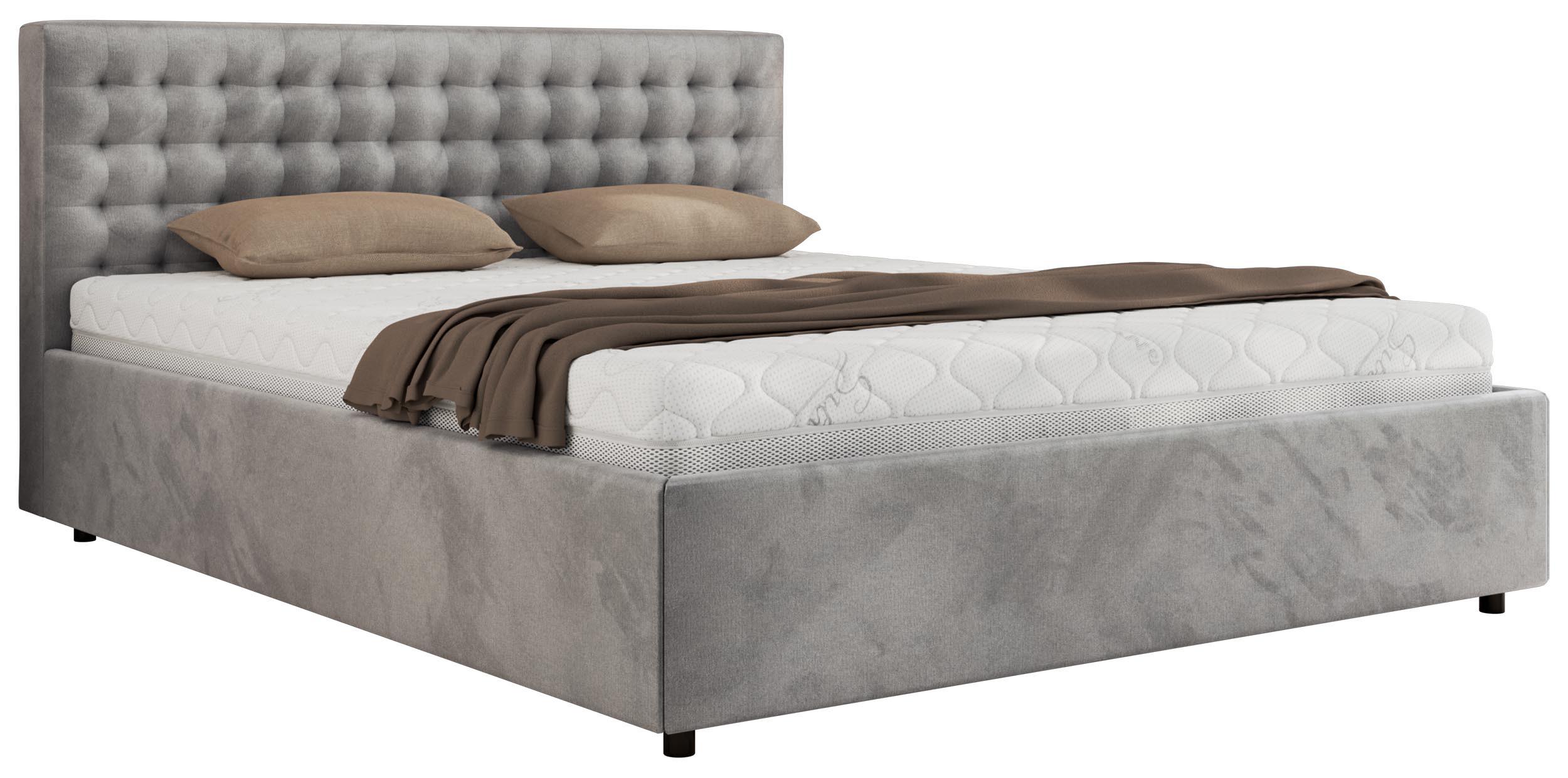 POLSTERBETT PAVO CLASSIC 180/200 - Hellgrau Velvet - Pocket-Matratze - Hellgrau, Textil (180/200cm) - MKS