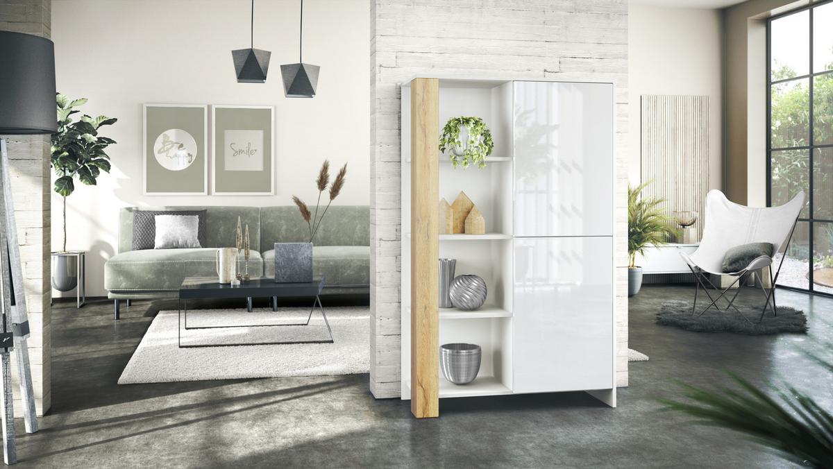WOHNZIMMERSET Venedig Eiche Natur - Eichefarben, Holzwerkstoff (248/151.5/36cm) - Vladon