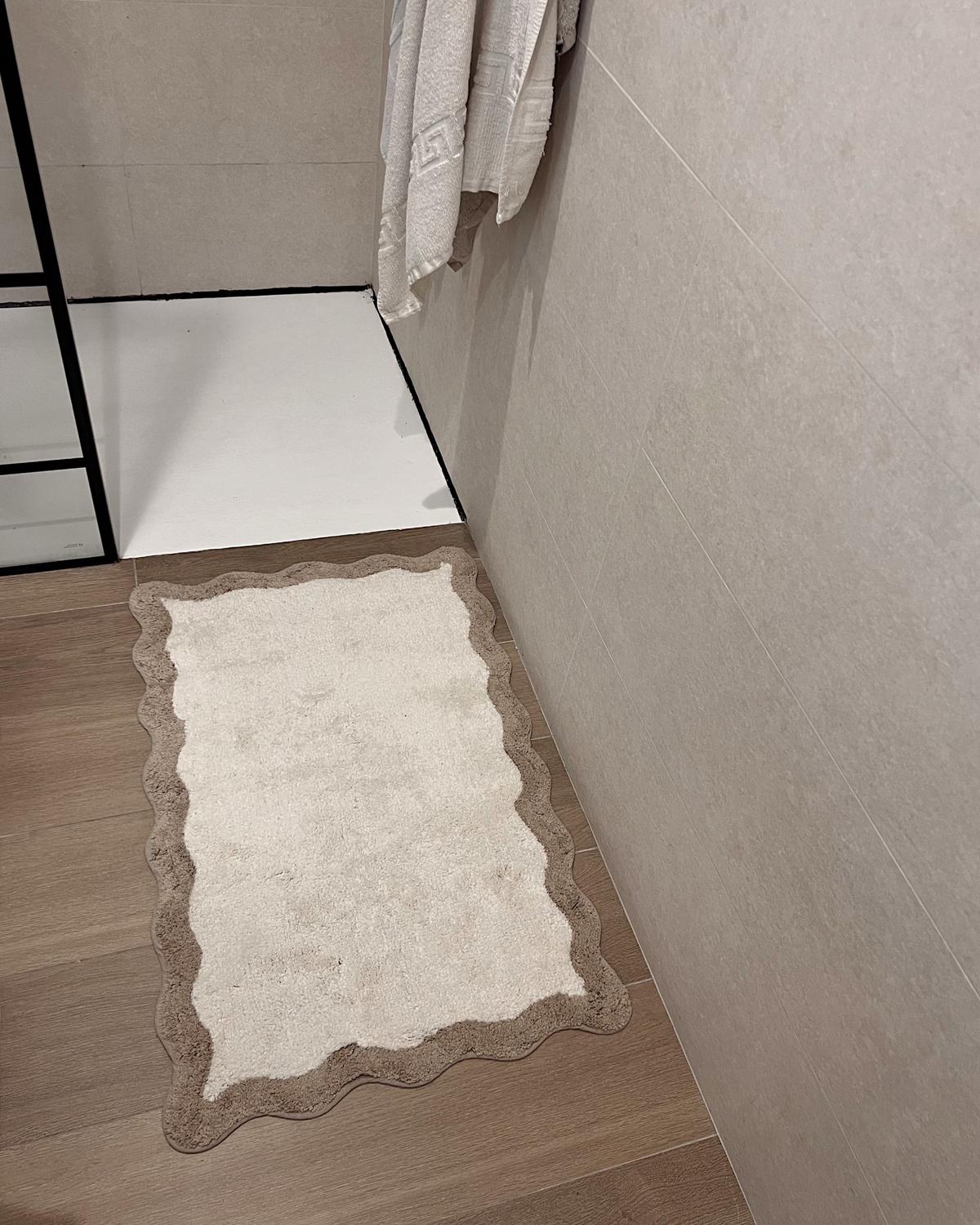 BADEMATTE Braun/Beige 60/90 cm Baumwolle Nangal - Beige/Braun, Textil (60/90cm) - Beliani