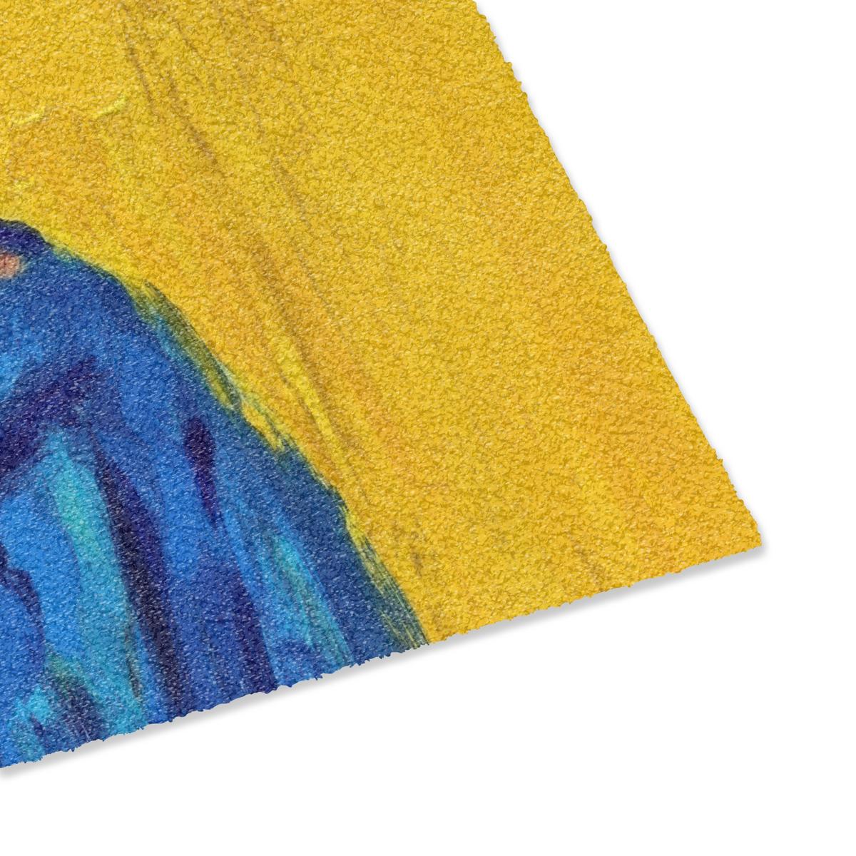 FUSSMATTE Frida Kahlo - Frau - Gelb - Blau - Blumen Schmutzfangmatte 60x40 cm - Gelb, Kunststoff (60/0.4cm) - MuchoWow