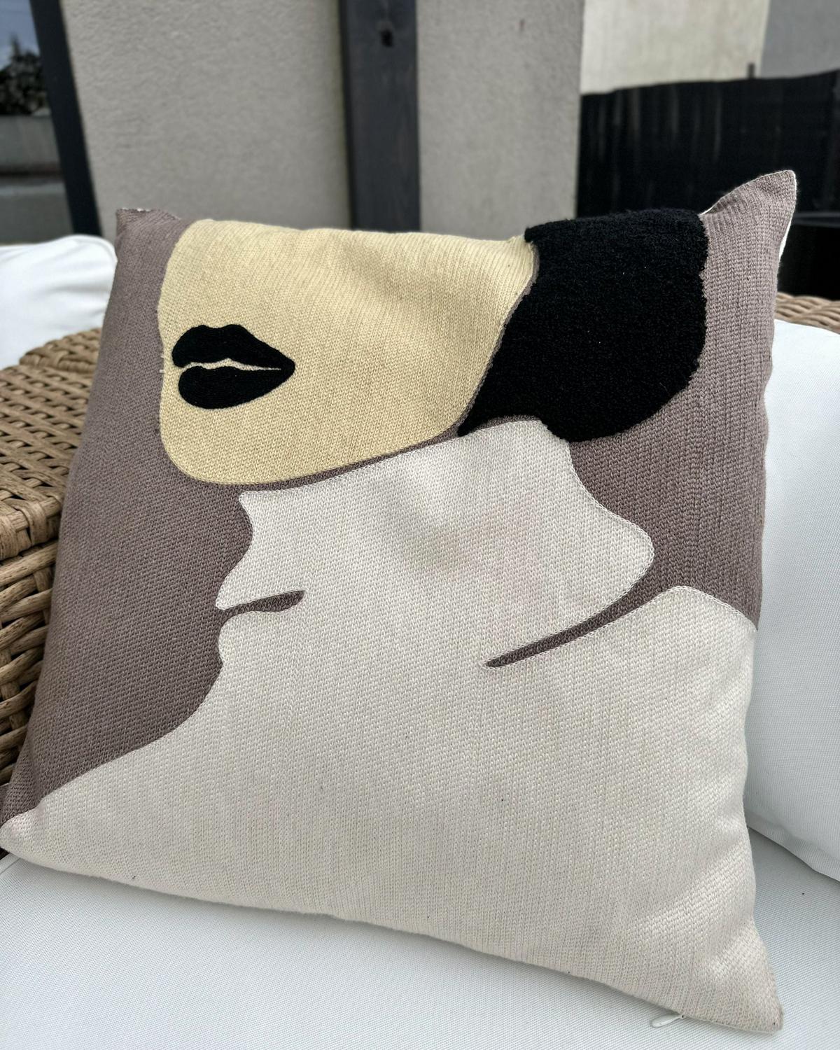 DEKOKISSEN 2er-Set Taupe 45/45 cm Silphium - Graubraun, Naturmaterialen/Textil (45/45cm) - Beliani
