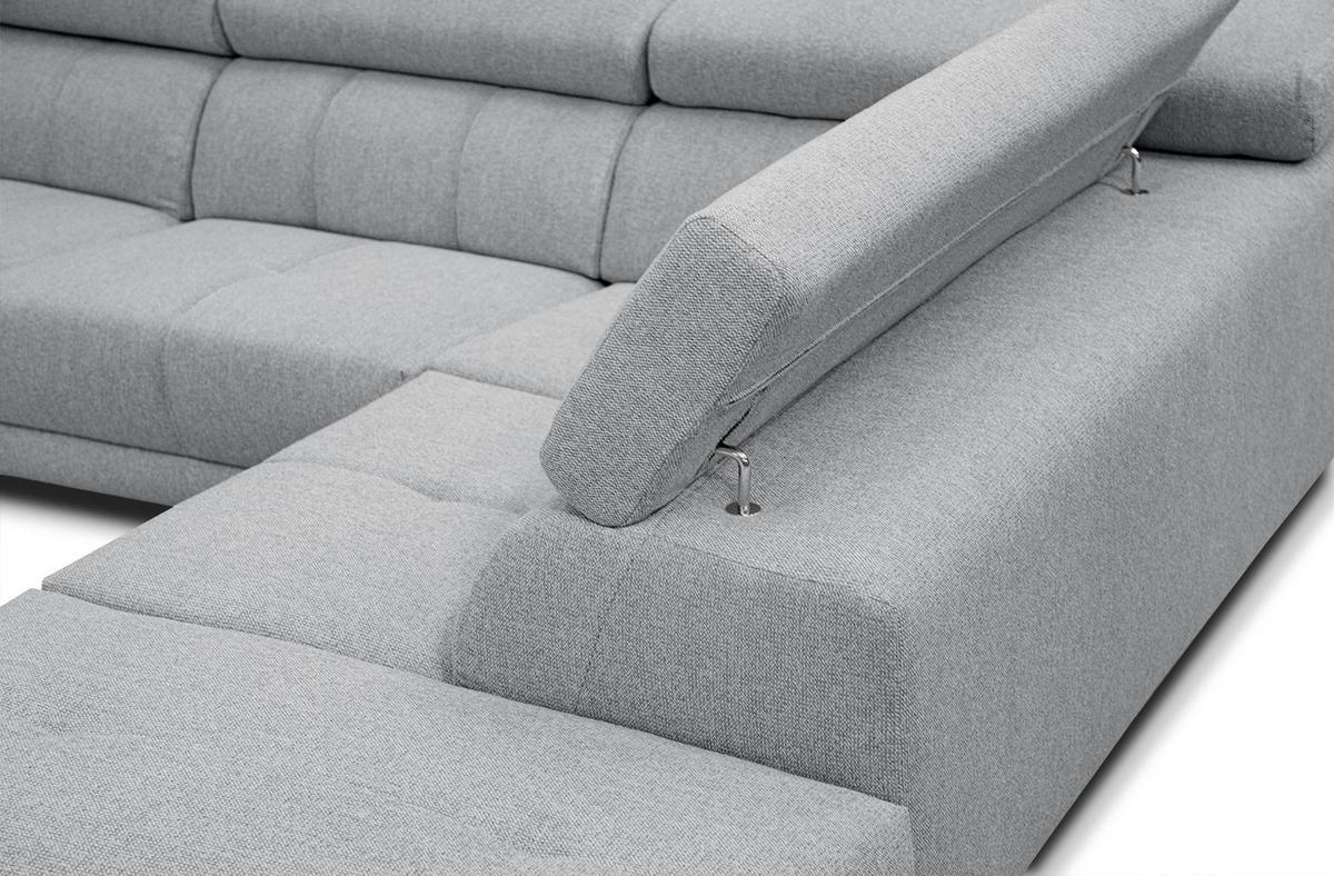 ECKSOFA MORELLO 5-Sitzer, silberfarben - Silberfarben/Schwarz, Holzwerkstoff/Textil (287/228cm) - Wozimo