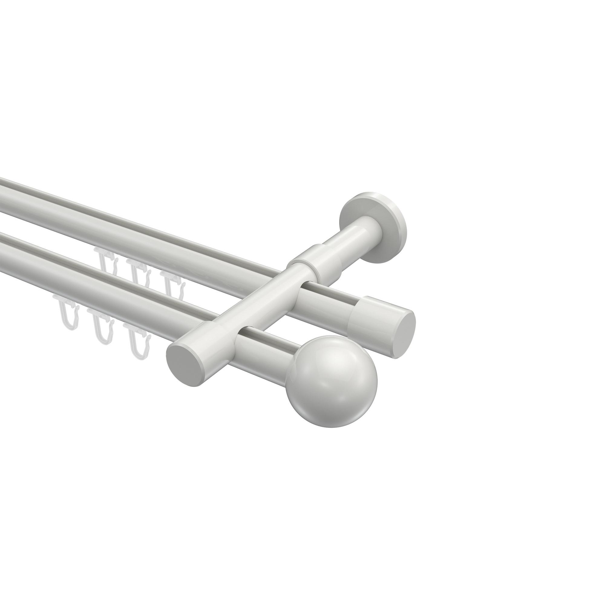 GARDINENSTANGE INNENLAUF Prestige Luino 360 cm (geteilt in 2 x 180 cm), 2-läufig, 20 mm Ø Weiß - Weiß, Metall (360cm) - INTERDECO