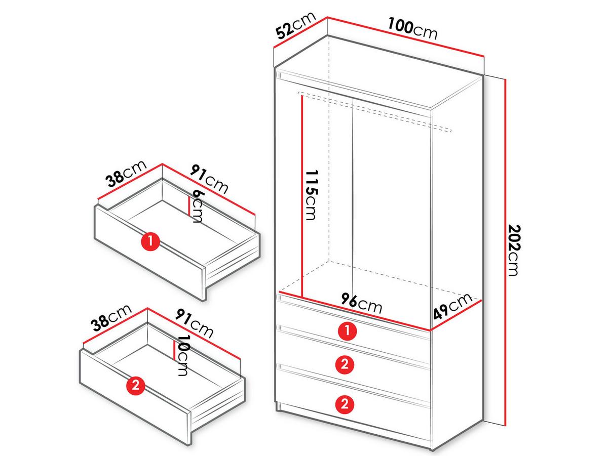 DREHTÜRENSCHRANK Malwa 2D3SZ - Weiß, Holzwerkstoff (52/202/100cm) - MIRJAN24