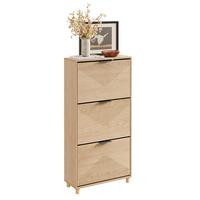 SCHUHSCHRANK mit 3 Klappen, Schuhkipper 60x24x120cm - Naturfarben, Holzwerkstoff (24/120/60cm) - SoBuy