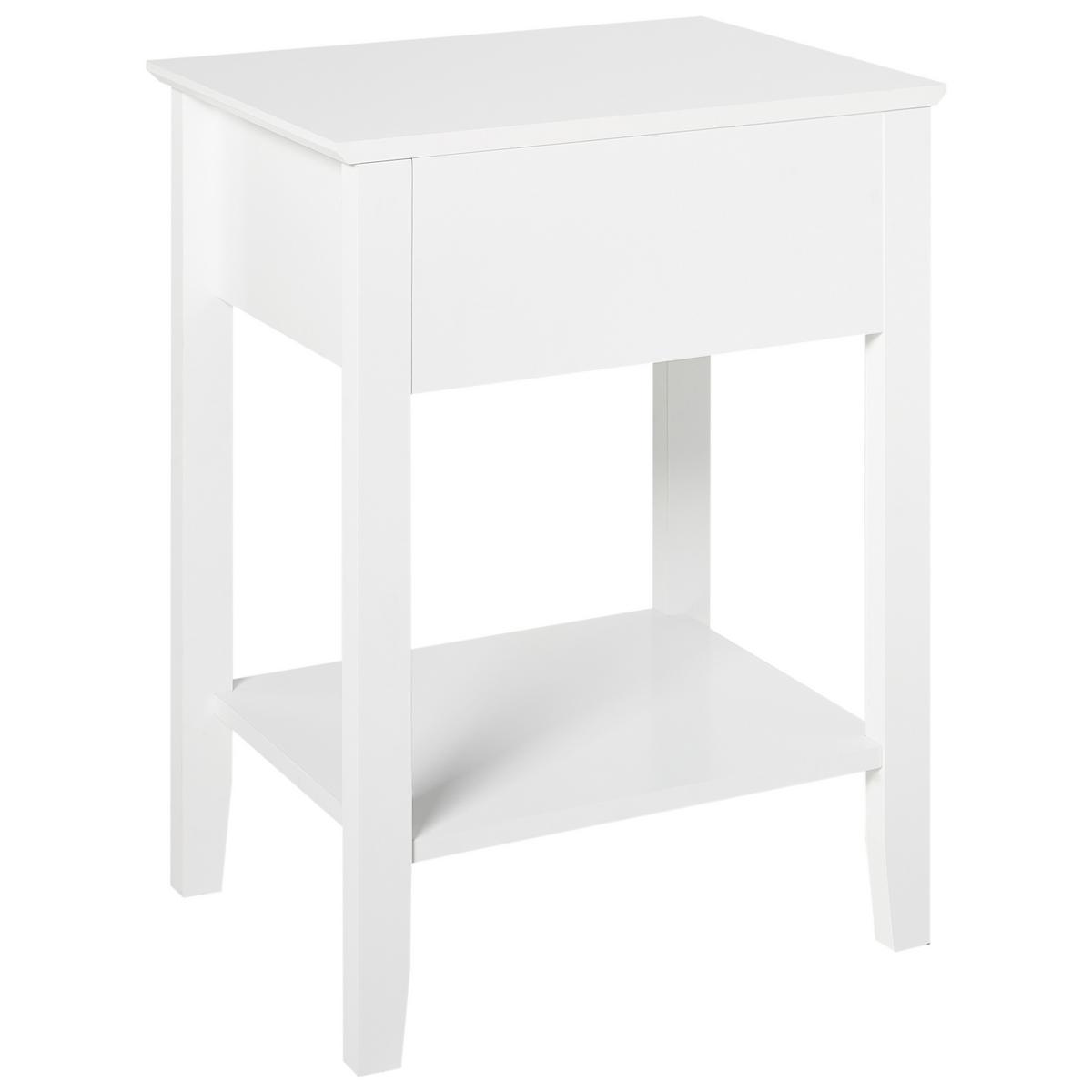 NACHTTISCH mit 1 Schublade Weiß Assisi - Weiß, Holzwerkstoff (35/48/62cm) - Beliani