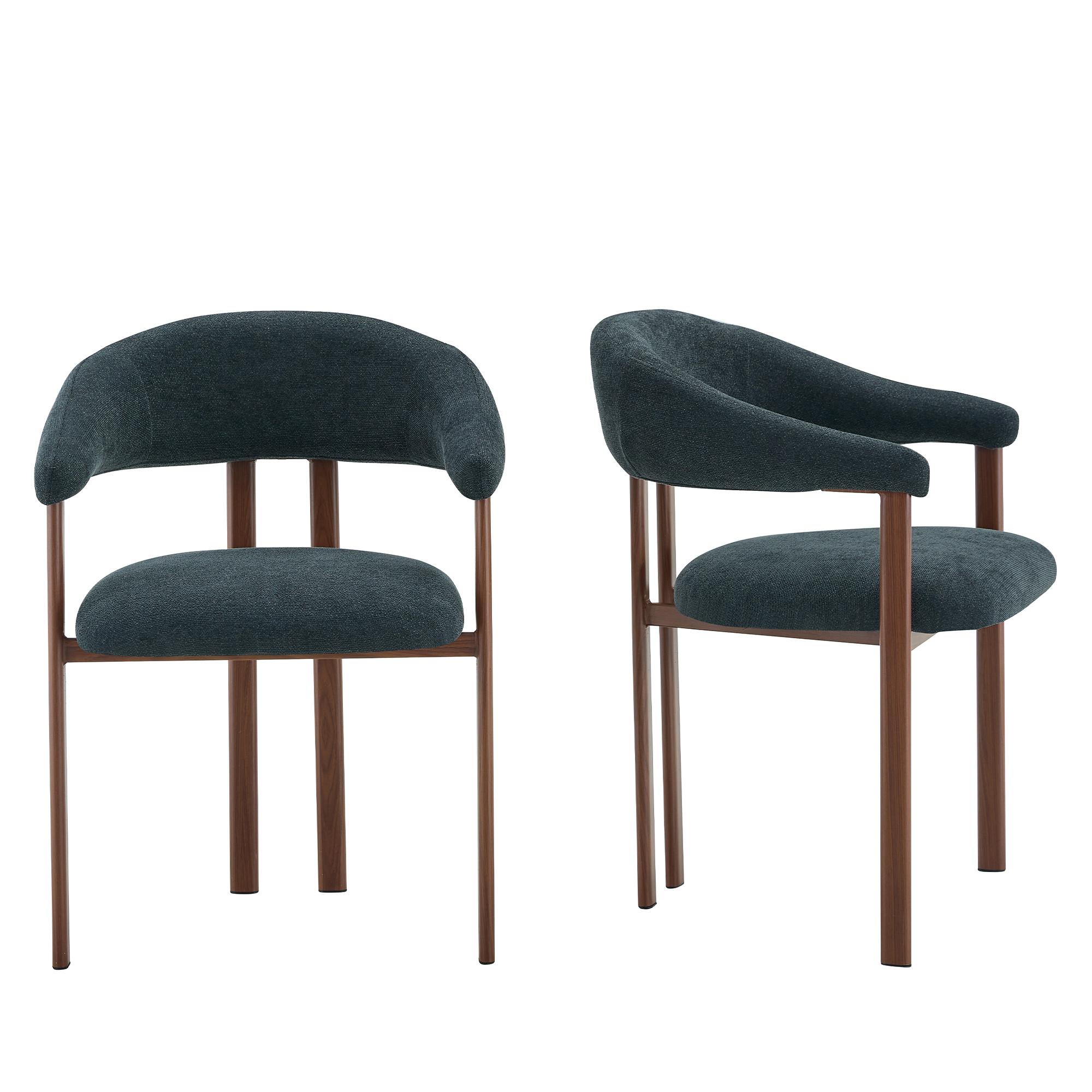 ESSZIMMERSTUHL 2ER-SET aus Stoff mit Metallbeinen, ergonomisch gepolstert im Fass-Design - Schwarz, Textil (60/80.5/57.5cm) - Urban Meuble