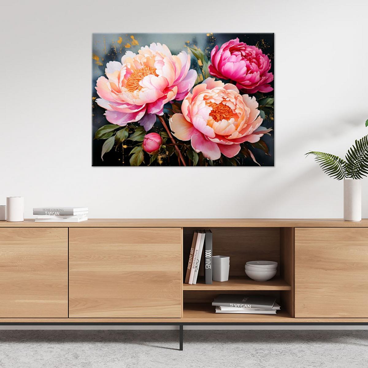 LEINWANDBILD Blumen 100x70cm - Rosa, Textil (100/70cm) - Feeby