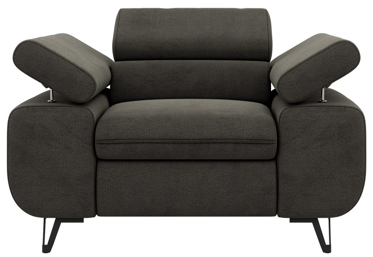 SESSEL PETER 1 - Dunkelgrau Velvet - Dunkelgrau/Schwarz, Textil/Metall (126/76/99cm) - MKS