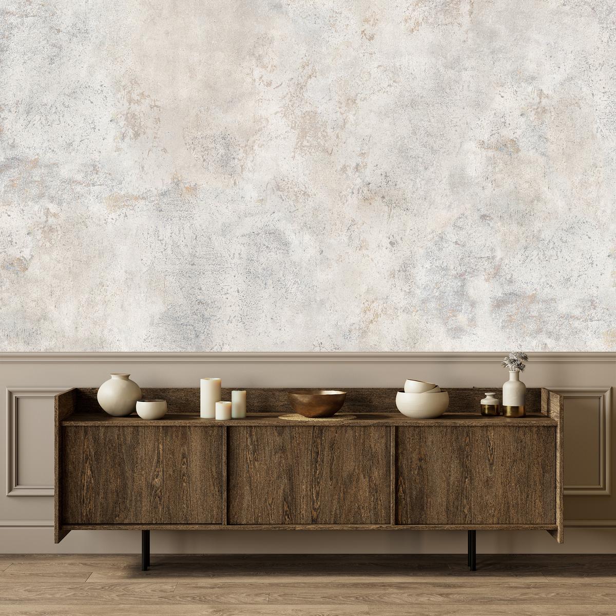 FOTOTAPETE für Wohnzimmer Grau Betonmuster Minimalismus 450x315 - Beige/Grau, Papier (450/315cm) - Muralo