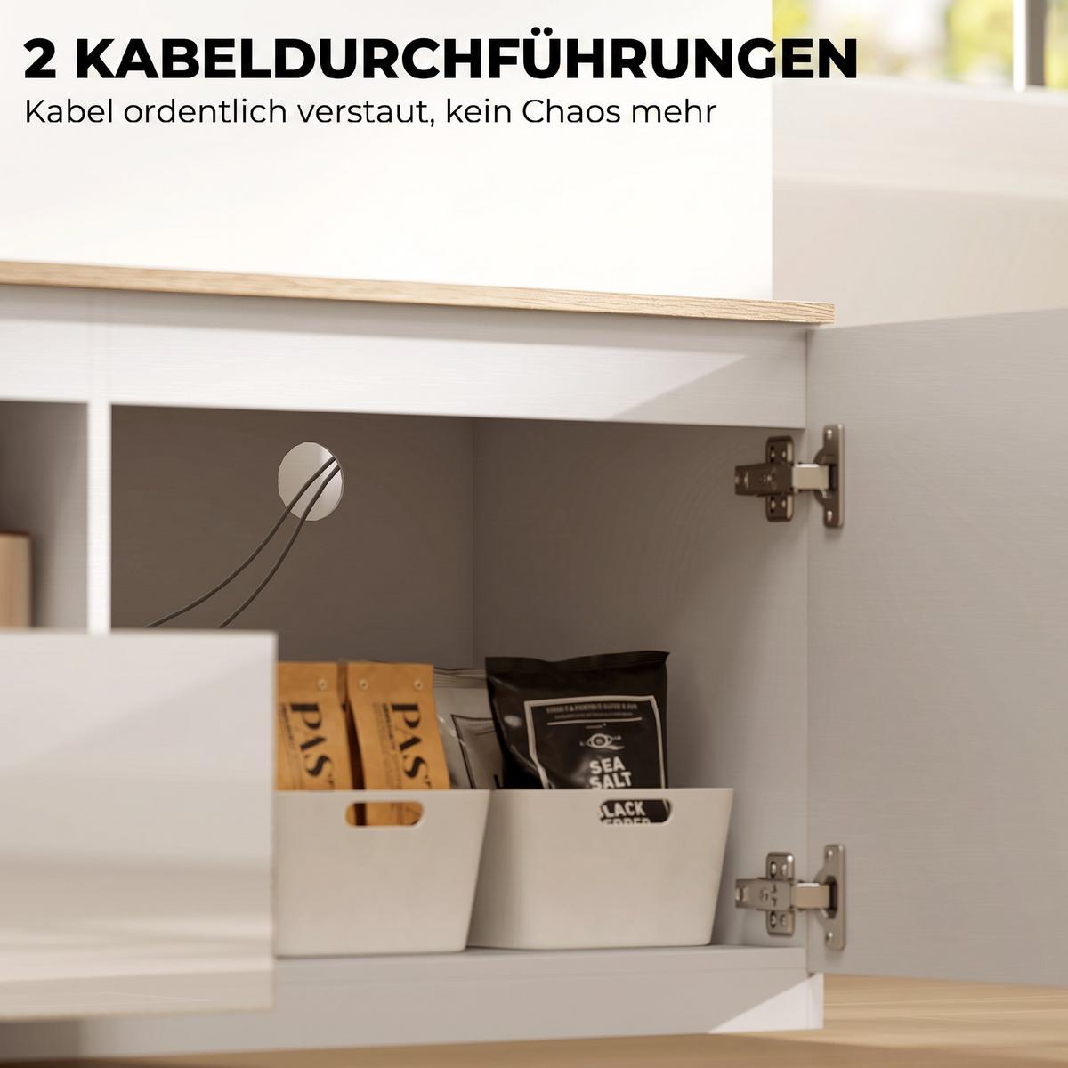 HOCHGLANZ TV-Lowboard für Fernseher bis 65 Zoll, 3 Fächer, Schublade, Naturholz - Naturfarben, Holzwerkstoff (38/43/160cm) - HOMCOM