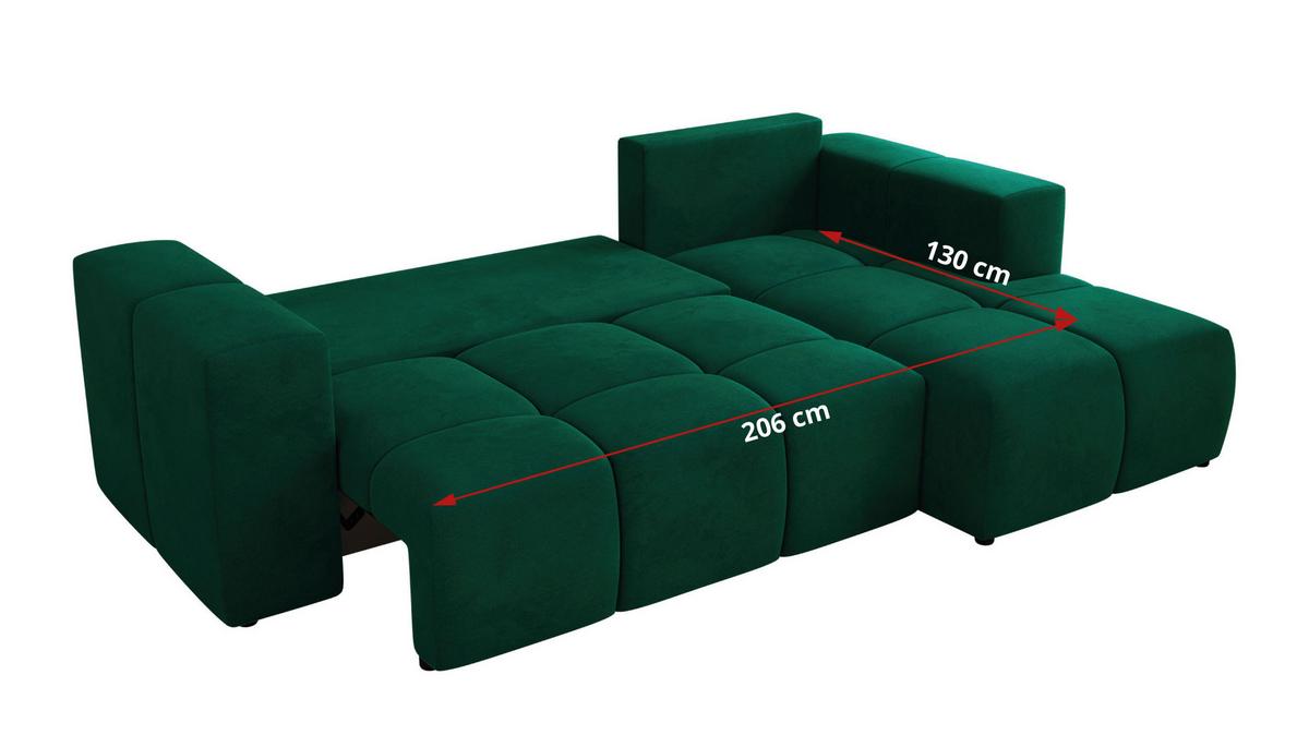 ECKSOFA MONIVA Dunkelgrün Velvet - Links - Dunkelgrün/Schwarz, Kunststoff/Textil (164/266cm) - MKS
