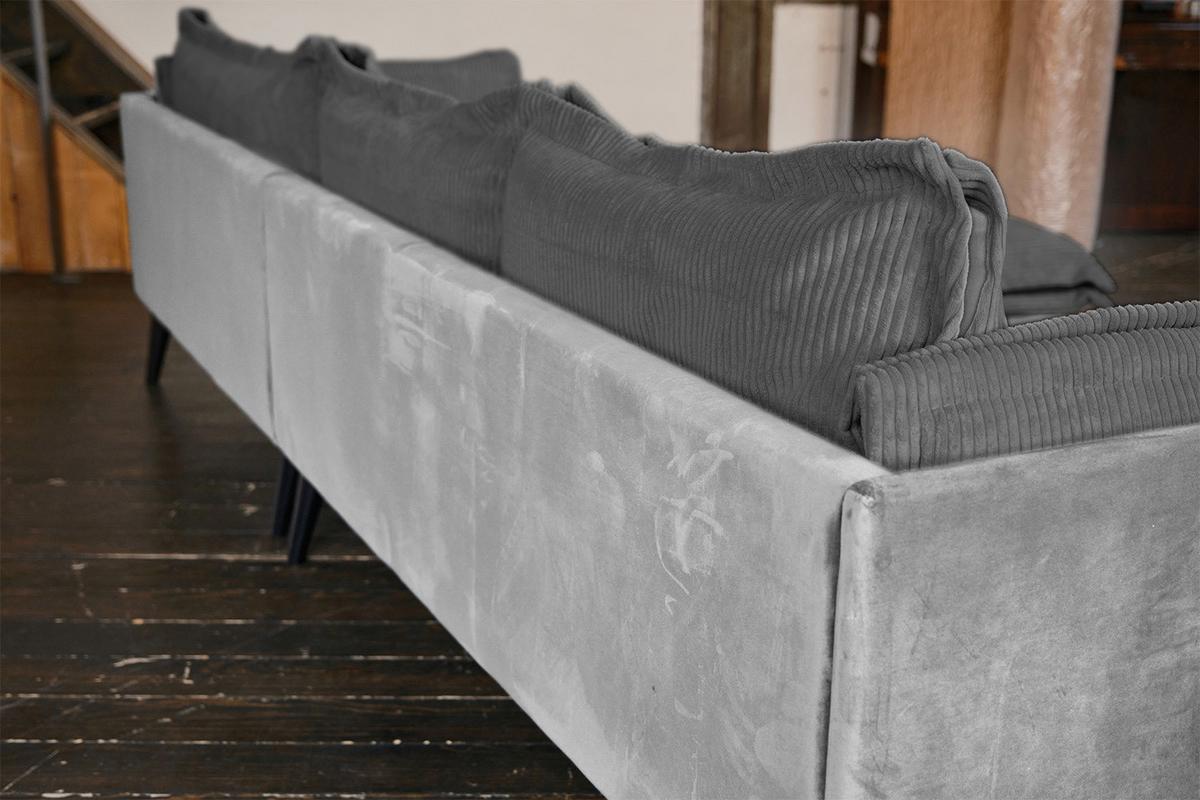 ECKSOFA QUENYA Grau Velvet - Dunkelgrau/Schwarz, Textil (294/184cm) - KAWOLA