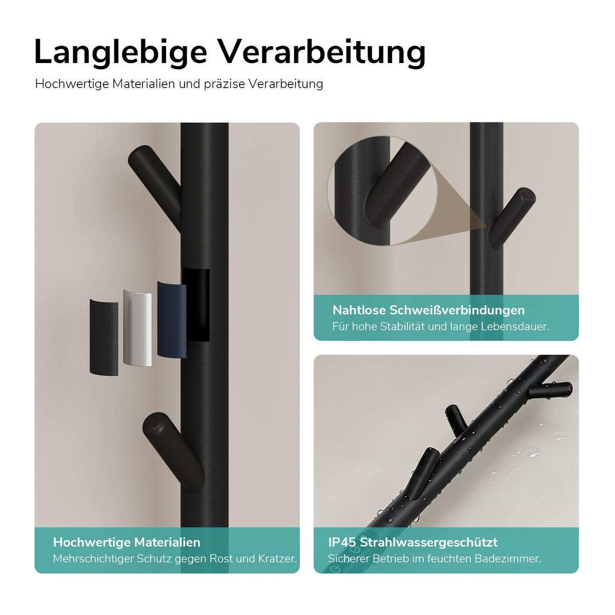 HANDTUCHHEIZKÖRPER elektrisch freistehend 100W - Schwarz, Metall (32/150/32cm) - EMKE
