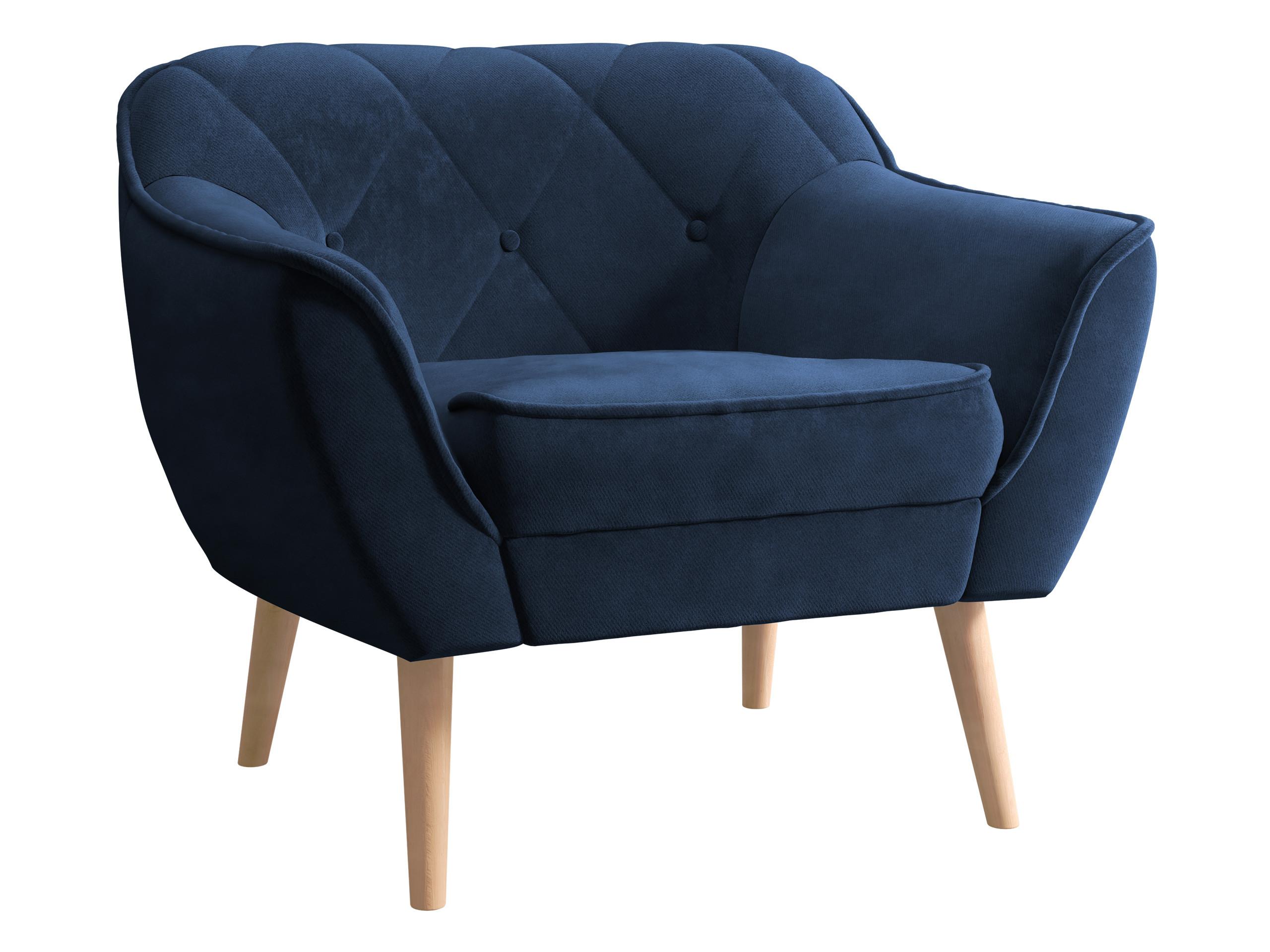 SESSEL Skand 1 - Dunkelblau/Naturfarben, Holz/Textil (80/75/74cm) - MIRJAN24