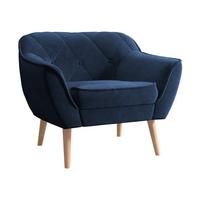 SESSEL Skand 1 - Dunkelblau/Naturfarben, Holz/Textil (80/75/74cm) - MIRJAN24