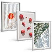 BILDER SET 3er Set - 40x60 cm Silberner Rahmen - Feiertagspalmenfrüchte - Silberfarben, Kunststoff (40/60cm) - TULUP