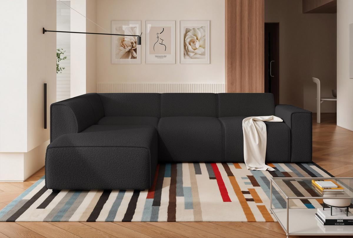 ECKSOFA ZAVO Links Feiner Mischstoff in Anthrazit - Anthrazit, Kunststoff/Textil (310/218cm) - Idohome
