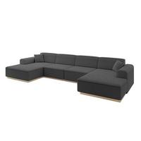 WOHNLANDSCHAFT IREA-U2 - 386x165x80 cm Grau - Schieferfarben/Olivgrün, Holzwerkstoff/Textil (386/80/165cm) - ALTDECOR