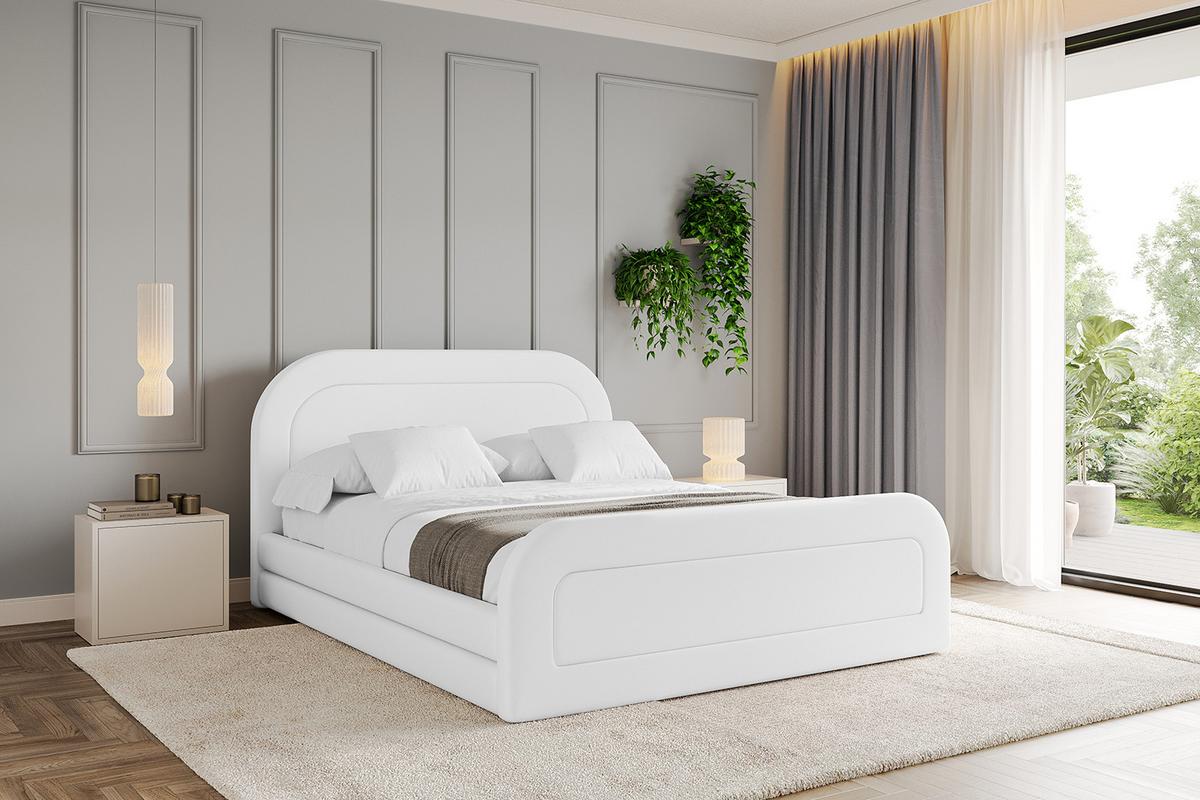 POLSTERBETT mit Bettkasten, Fußteil und Lattenrost, Boxbett ohne Matratze - LERIS-Z 180x200 Weiß Kunstleder - Weiß Hochglanz, Holzwerkstoff/Textil (180/200cm) - ALTDECOR