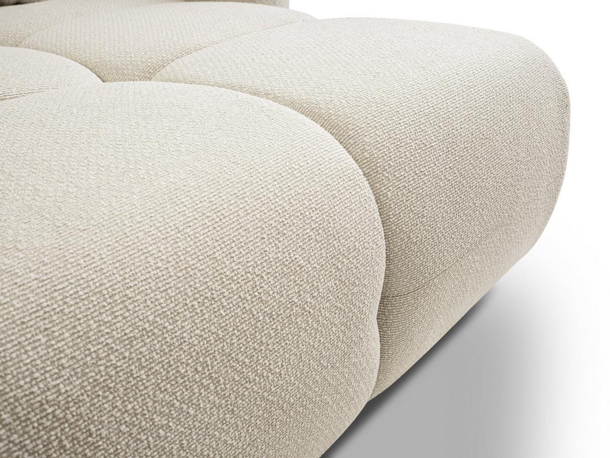 ECKSOFA MODA E Creme Geflochtener Stoff mit Schlaffunktion - Creme, Holz (257/177cm) - MASSENO