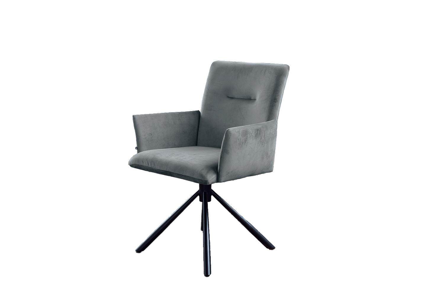 ESSZIMMERSTUHL KYRA Grau Velvet Drehbar (360°) (1er-Set) - Blaugrau/Grau, Kunststoff/Textil (64/88/61cm) - KAWOLA