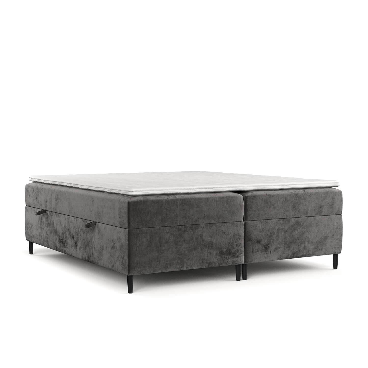 BOXBETT Theo 160/200 cm Stahl im Lotta Stoff - Graphitfarben/Schwarz, Holz/Holzwerkstoff (160/200cm) - AltaBeds