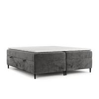 BOXBETT Theo 160/200 cm Stahl im Lotta Stoff - Graphitfarben/Schwarz, Holz/Holzwerkstoff (160/200cm) - AltaBeds