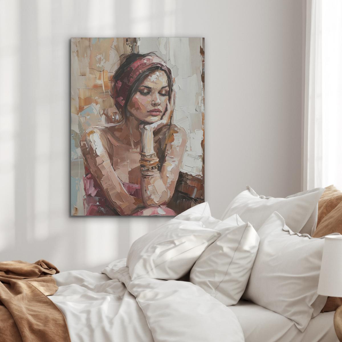AKUSTIKBILD Frau - Lackierung - Porträt - Modern Wandbilder 60x80 cm - Altrosa, Kunststoff (60/80/0.9cm) - MuchoWow