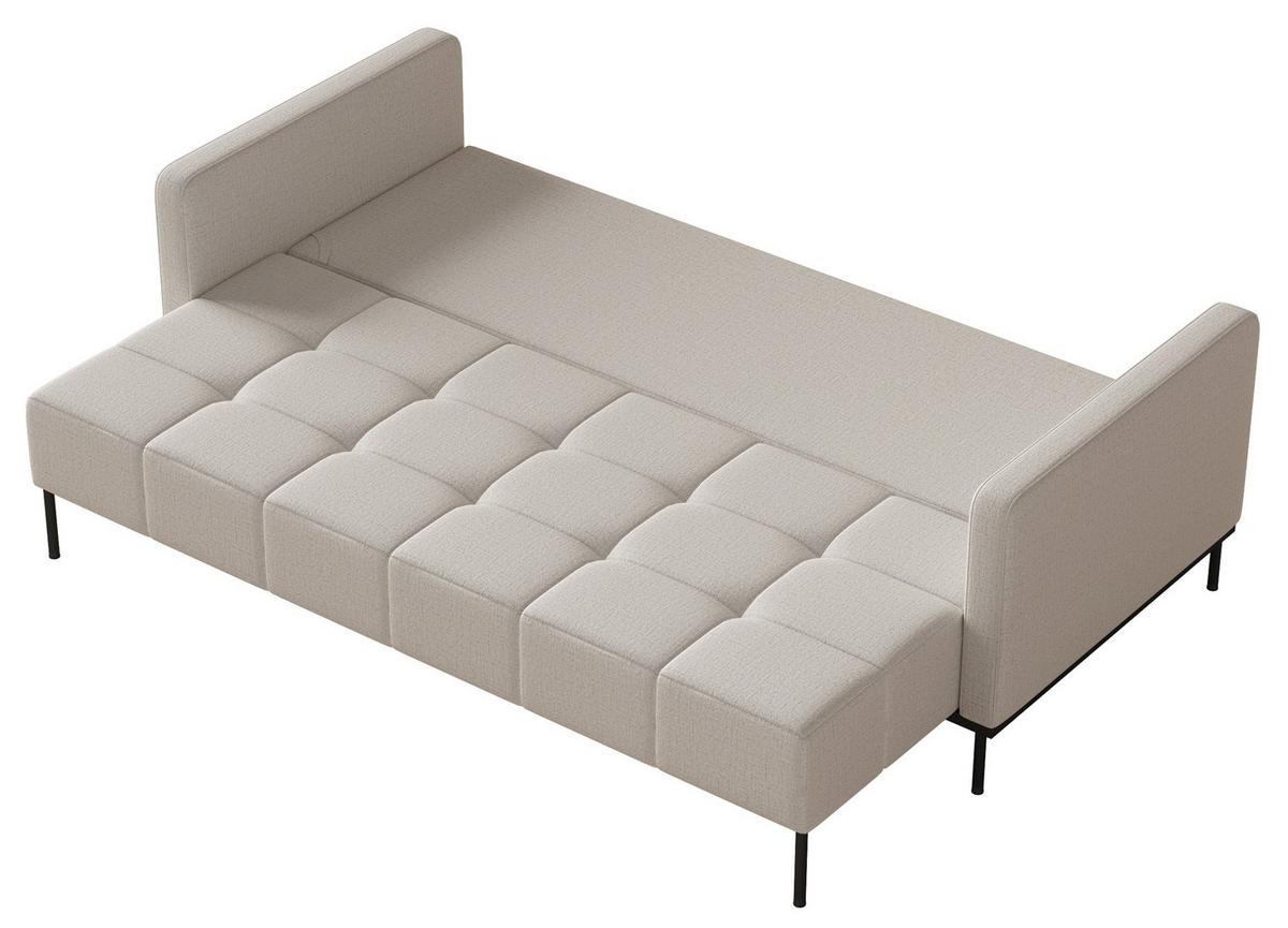 SCHLAFSOFA Skilia mit Schlaffunktion, 3-Sitzer 224 cm - Ecru/Schwarz, Textil/Metall (224/85/102cm) - Selsey