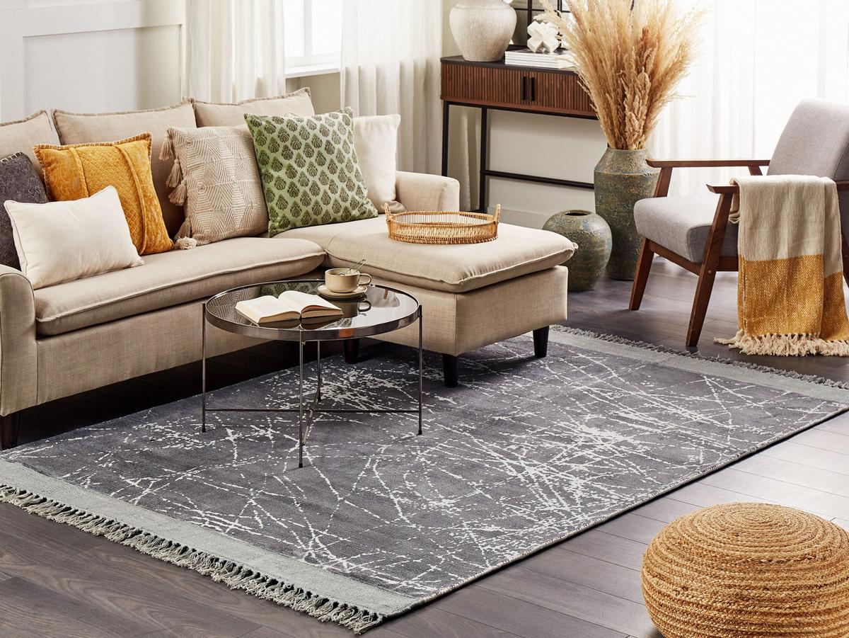 KURZFLOR-TEPPICH Hanli 200/140 cm - Grau, Naturmaterialien (140/200cm) - Beliani