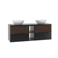 DOPPELWASCHTISCH 140.6cm Sylla Schwarz und Holz - Schwarz, Holzwerkstoff (140.6/52.2/45.8cm) - Petits-meubles