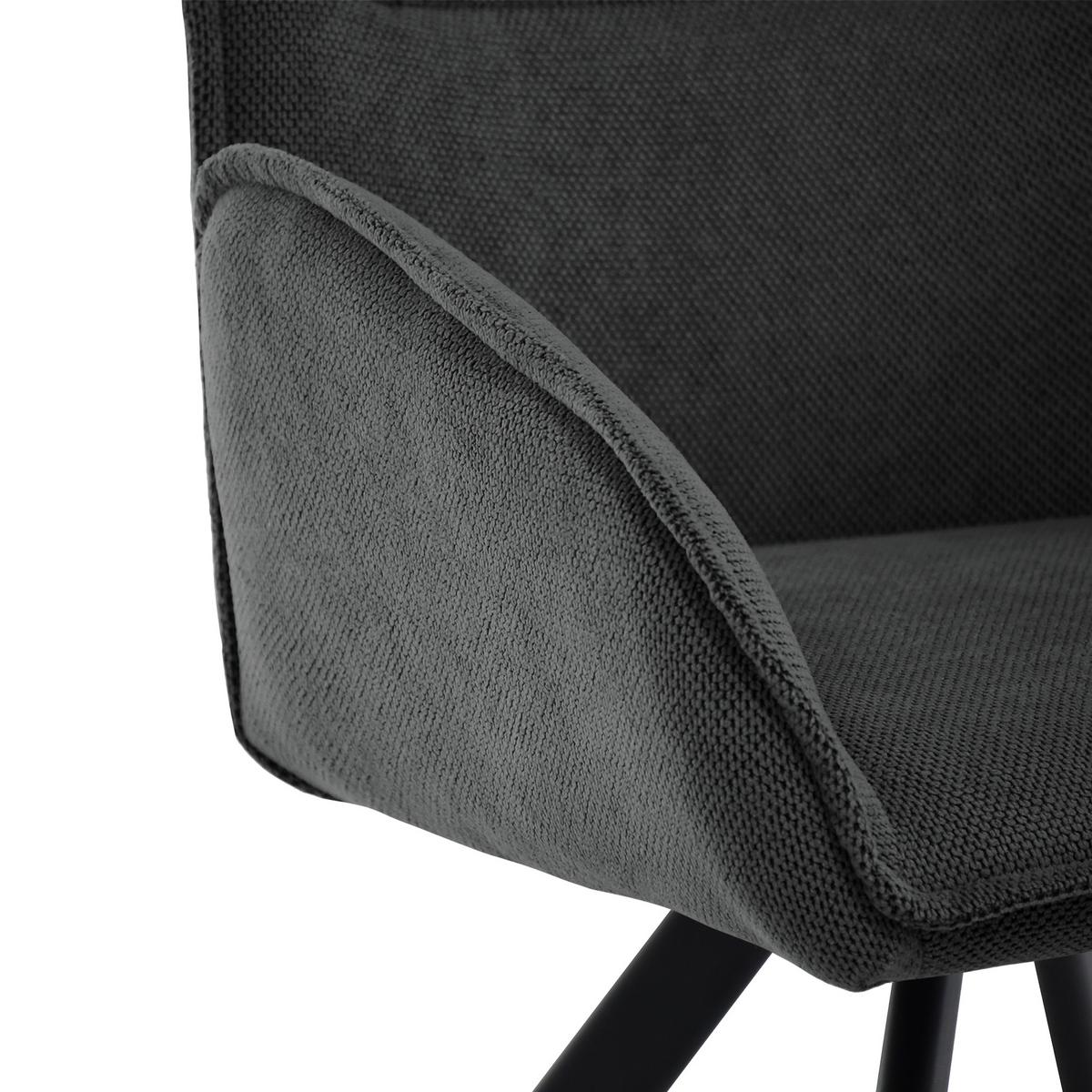 DREHSTUHL Zerra im Geflechtstoff mit Metallbeinen, Anthrazit - Anthrazit/Schwarz, Metall (55/87/46cm) - Beautysofa